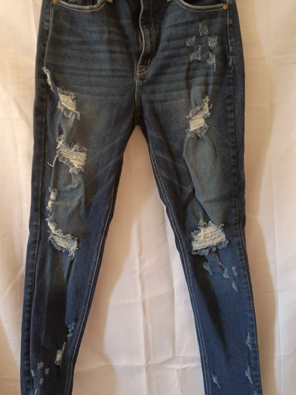 Dark Blue Distressed Women's Jeans